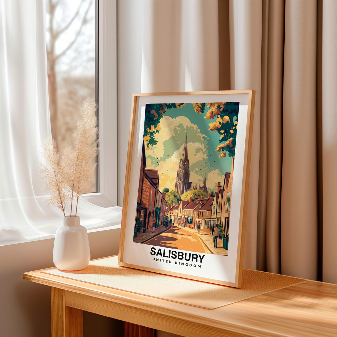 Salisbury Print England Poster Travel Wall Art Cityscape Print Uk Poster Historic Art Cathedral Decor Scenic Print Travel Poster - Image 3