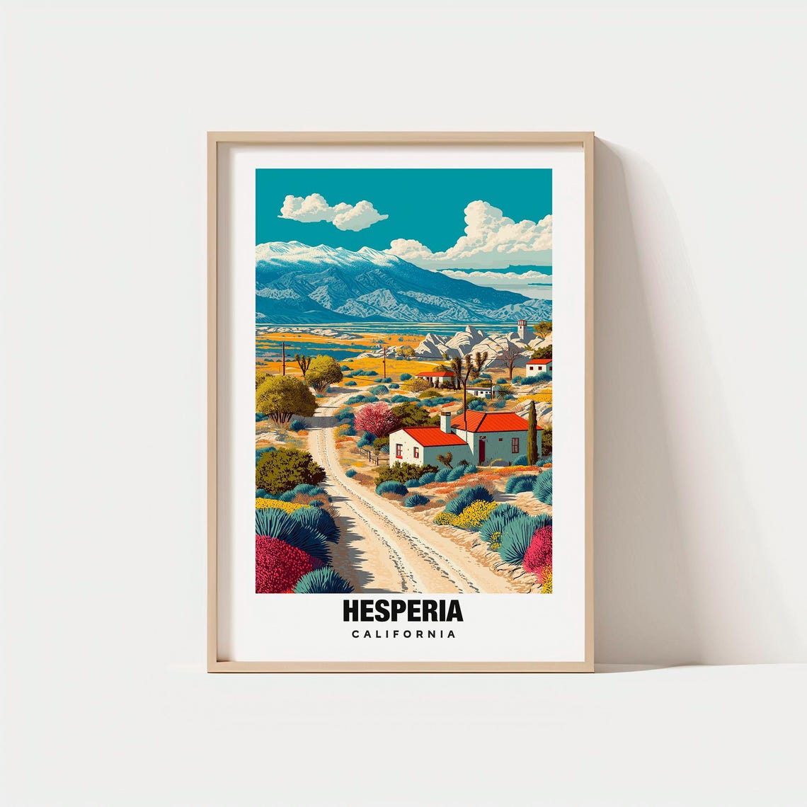 Hesperia California Desert Homestead Snowy Peaks Wildflowers Poster