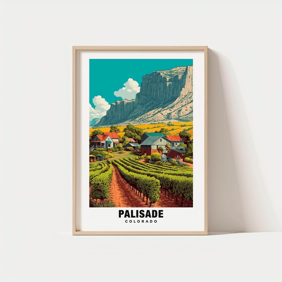 Palisade Colorado Vineyard Rows Book Cliffs Mesa Farm Poster