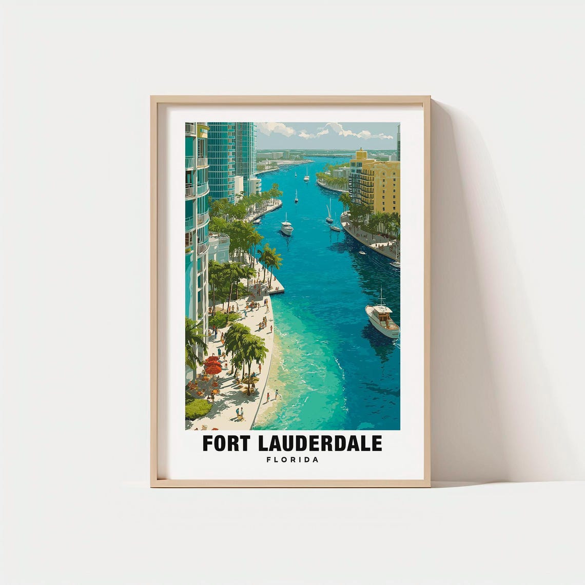 Fort Lauderdale Florida Intracoastal Waterway Boats City Poster