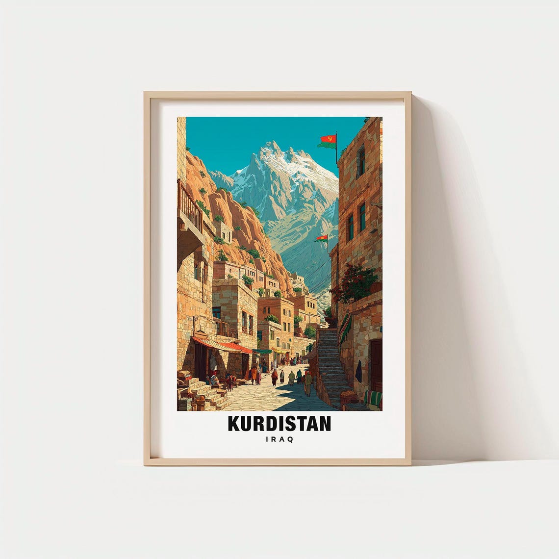 Kurdistan Iraq Mountain Stone Village Market Street View Poster