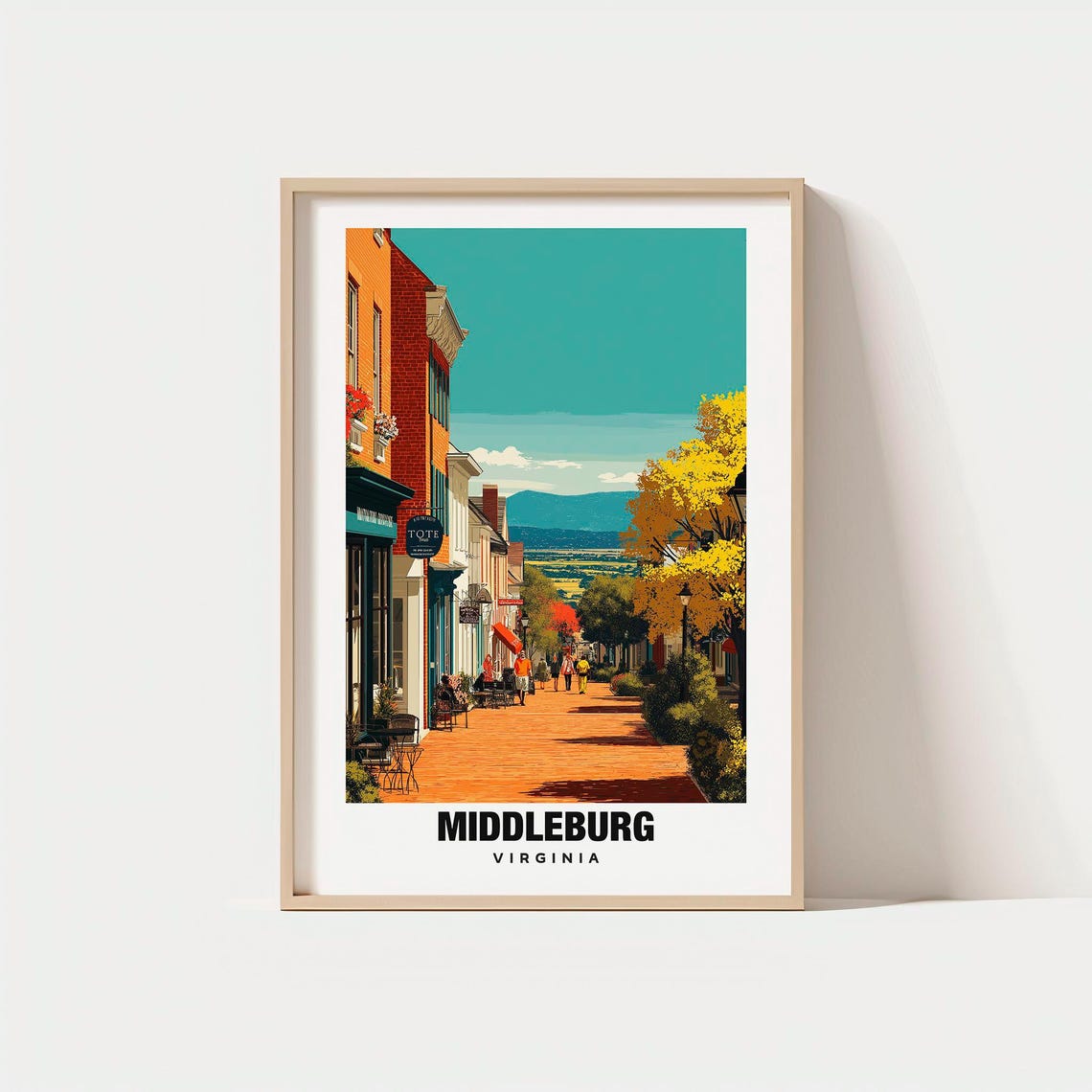 Middleburg Virginia Brick Main Street Charming Shops Travel Poster
