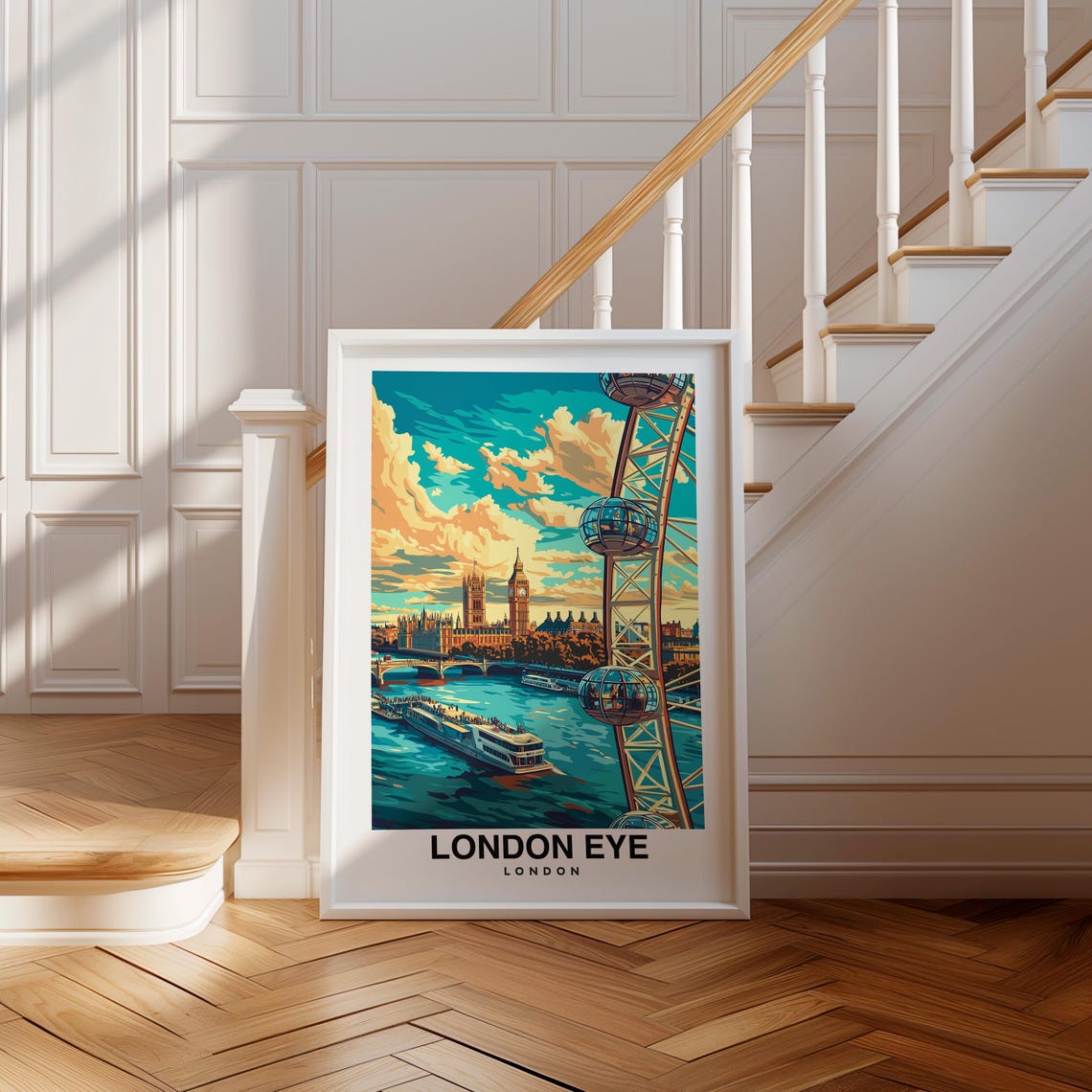 London Eye Print England Poster Travel Wall Art Landmark Print Uk Poster Scenic Art Historic Decor Urban Print Travel Poster