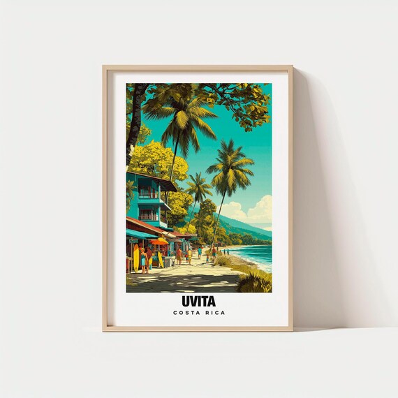 Uvita Print Costa Rica Poster Views Art Coastal Charm Beach Scene Tropical Beauty Local Heritage Travel