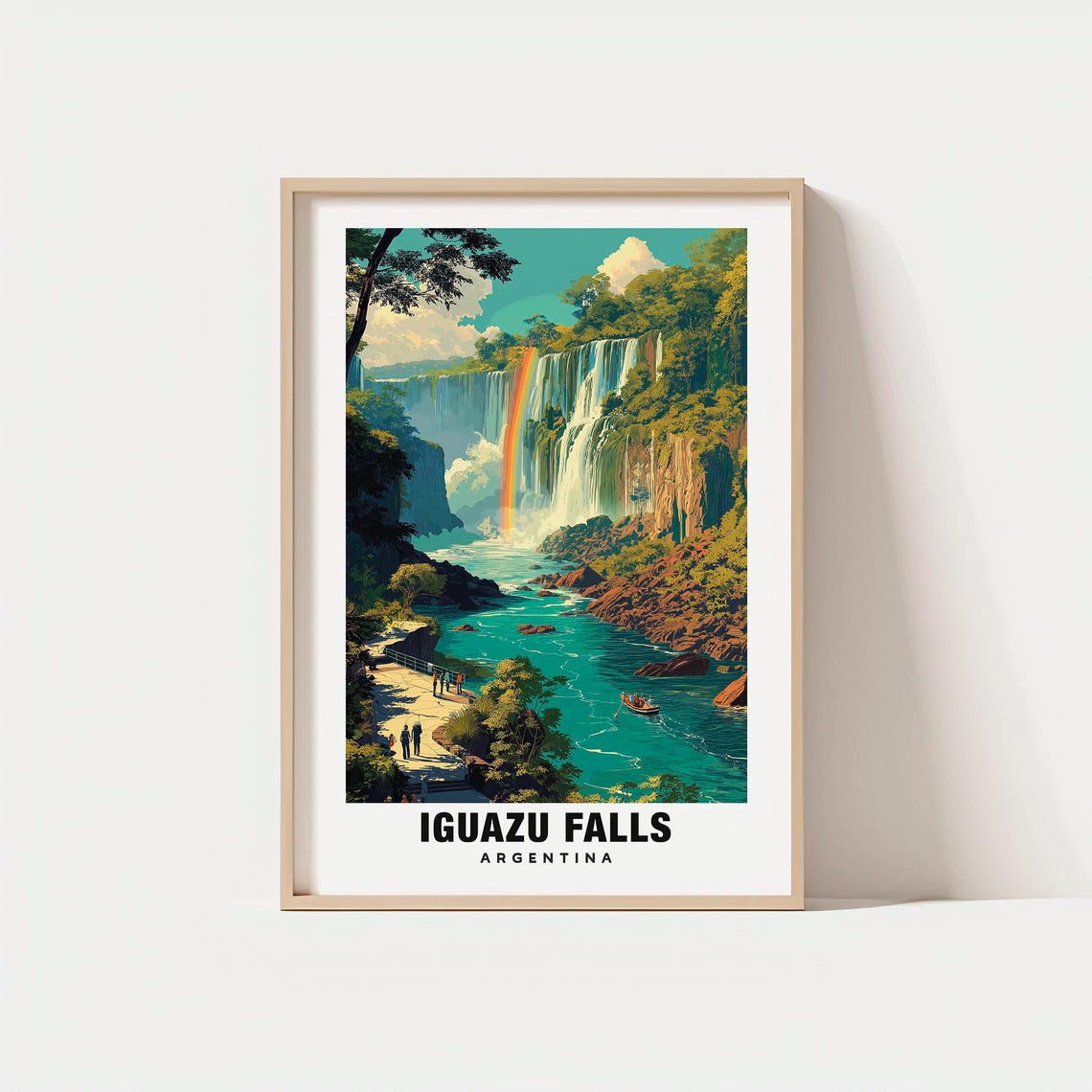 Iguazu Falls Argentina Rainbow Waterfall Jungle Travel Poster