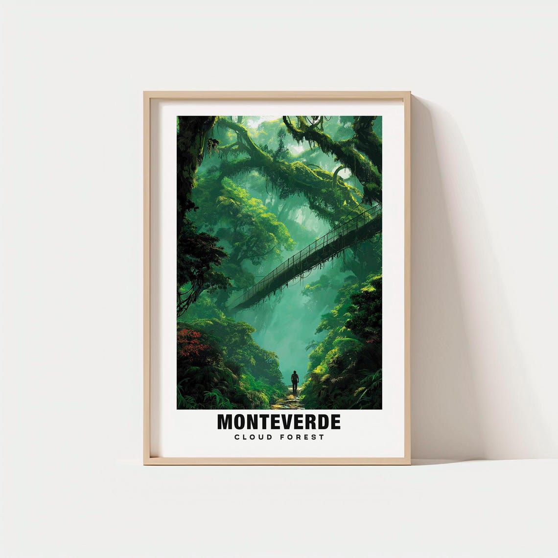 Monteverde Cloud Forest Misty Jungle Hanging Bridge Travel Poster