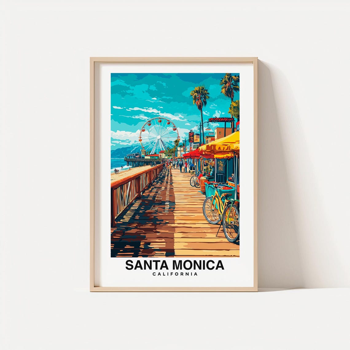 Santa Monica Travel Print Wall Art Santa Monica California City Print Santa Monica Travel Gift Santa Monica City Poster Travel Gift