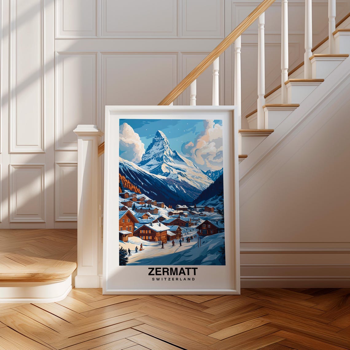 Zermatt Poster Switzerland Swiss Print Zermatt Travel Gift Zermatt Gift Wedding Gift Swiss Culture Zermatt Art