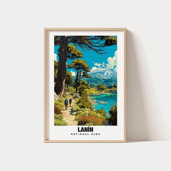 Lanín National Park Argentina Andes Volcano Lake Hiking Poster