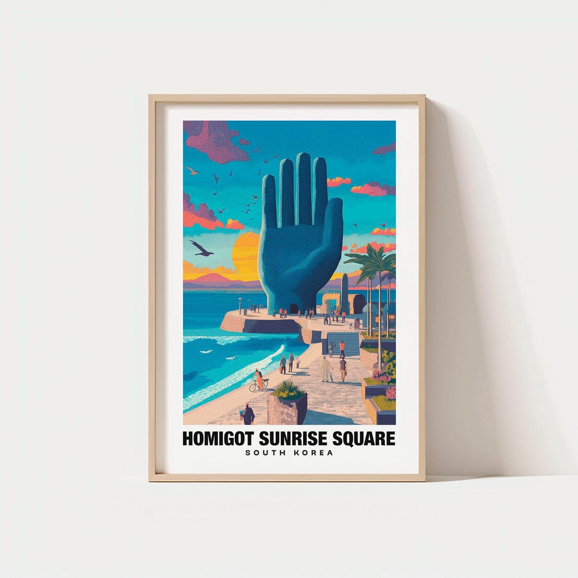 Homigot Sunrise Square South Korea Giant Hand Coastal Poster