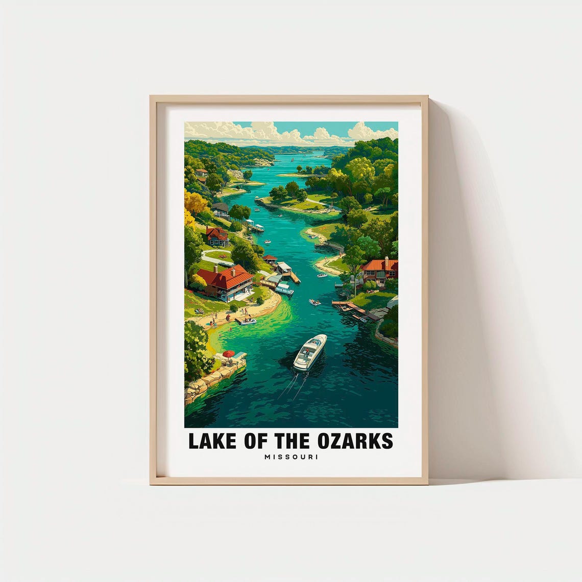 Lake Of The Ozarks Print Missouri Poster Views Travel Art Scenic Beauty Water Escape Rolling Hills Nature Charm Outdoor