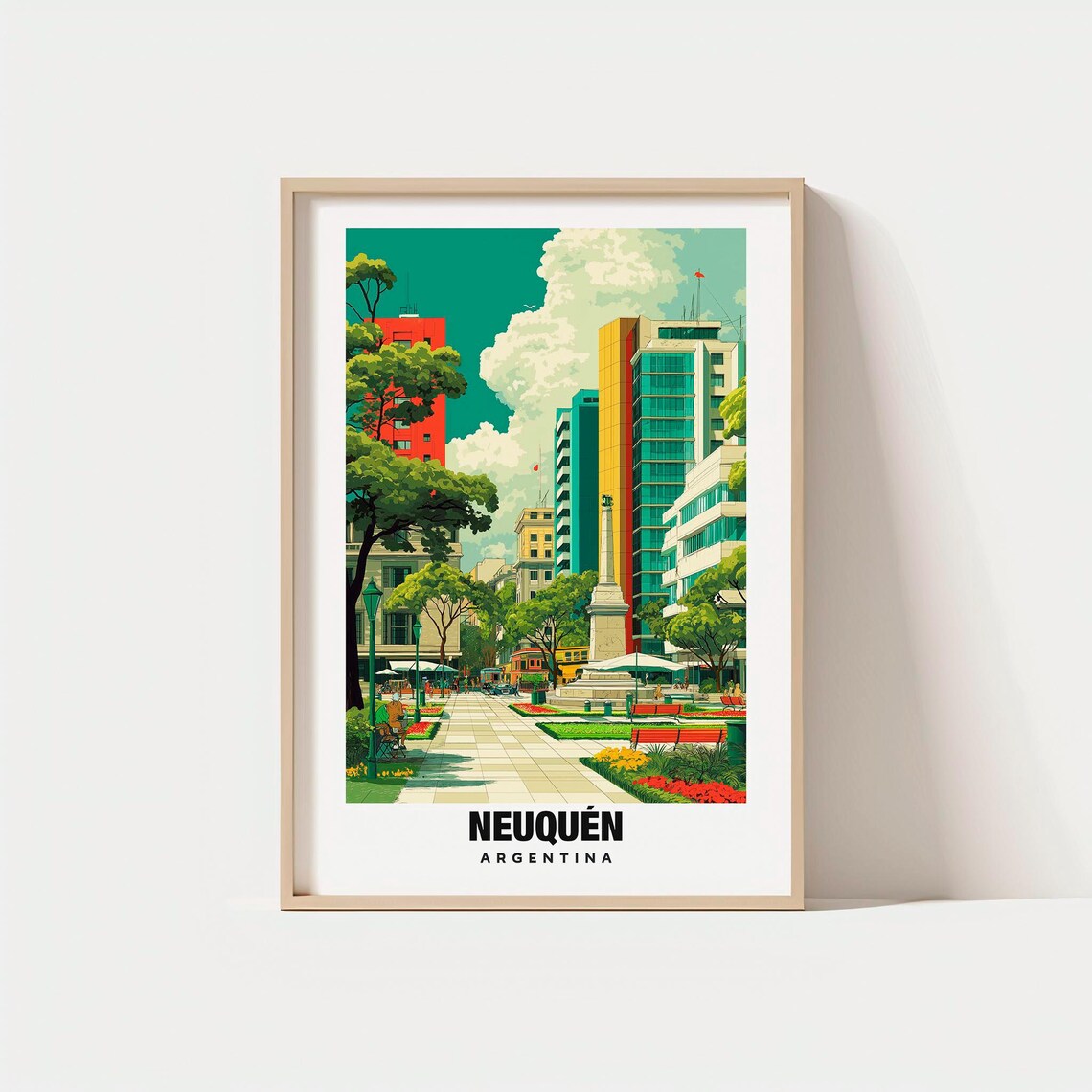 Neuquen Argentina City Plaza Monument Downtown Travel Poster