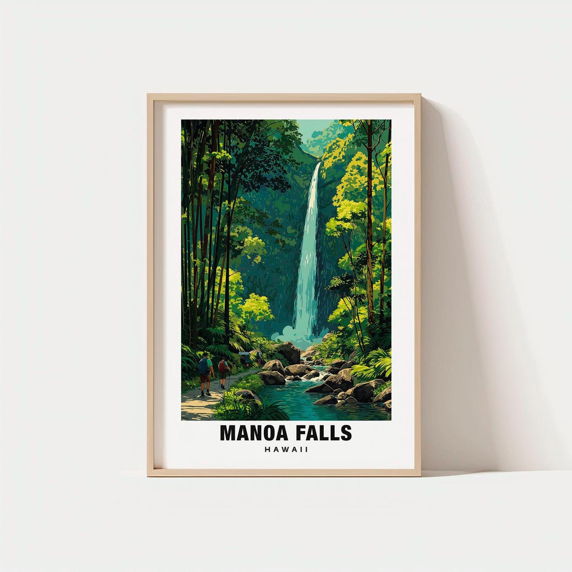 Manoa Falls Hawaii Lush Rainforest Waterfall Hiking Trail Poster