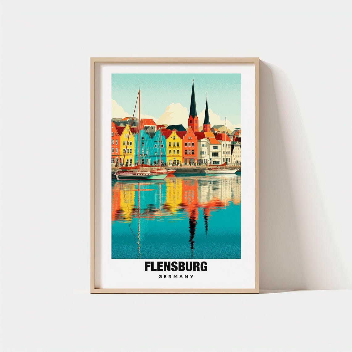 Flensburg Germany Colorful Harbor Gabled Houses Reflection Poster