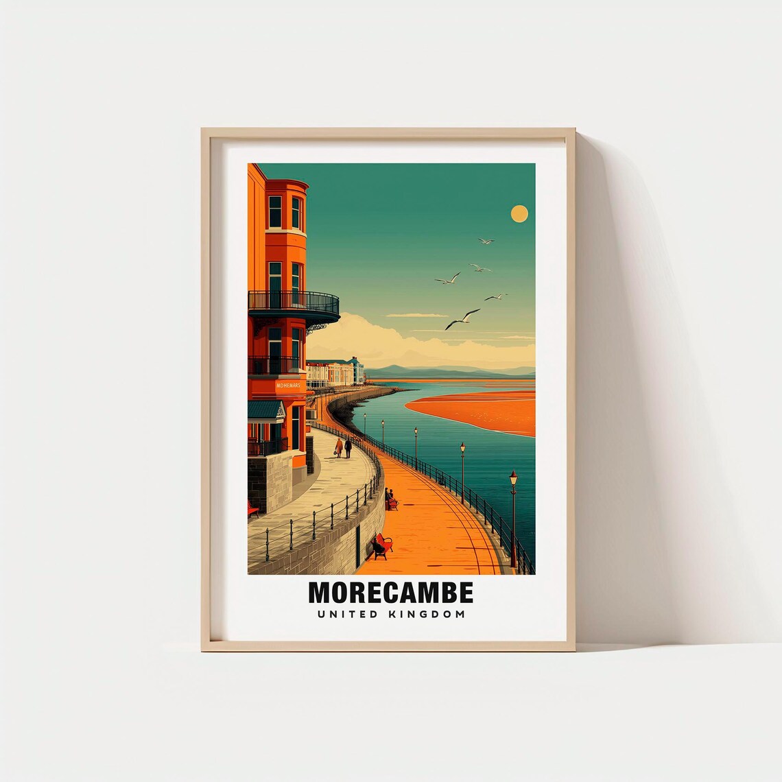 Morecambe United Kingdom Seaside Promenade Victorian Sunset Poster