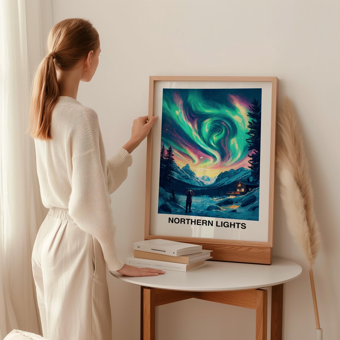 Northern Lights Travel Print Wall Art Murmansk Russia City Print Northern Lights Travel Gift Northern Lights Poster - Image 2