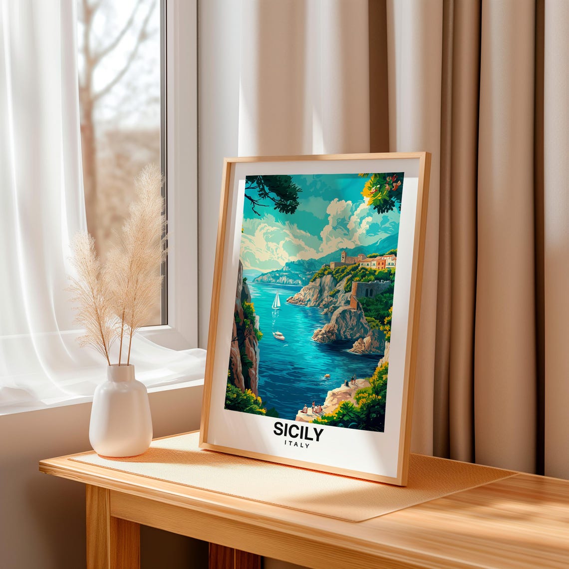 Sicily Travel Print Italy Travel Poster Sicily Travel Gift City Poster Italian Culture Sicily Poster - Image 3