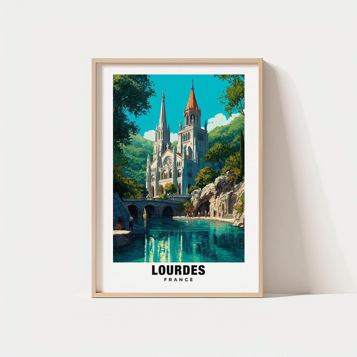 Lourdes France Sanctuary Basilica Gave River Pilgrimage Site Poster
