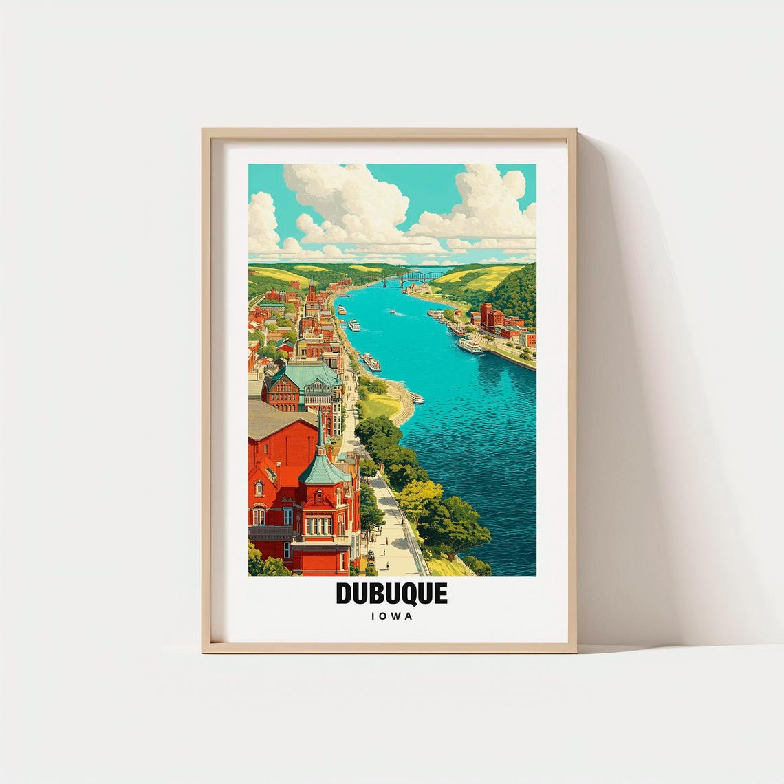 Dubuque Iowa Mississippi Riverfront Historic Brick City View Poster