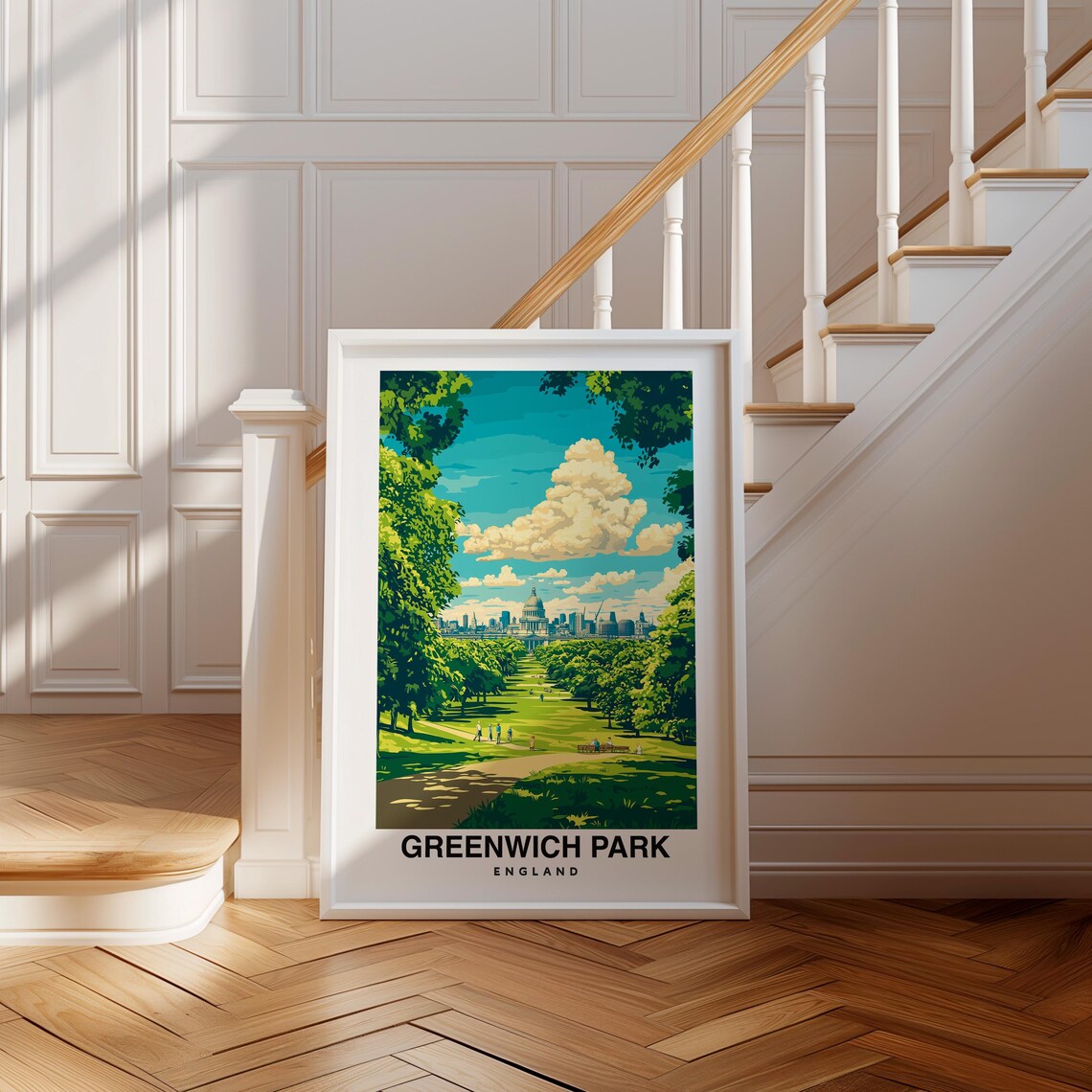 Greenwich Park Print England Poster Travel Wall Art Scenic View London Landmark Royal Observatory Nature Decor Uk Charm Travel Art