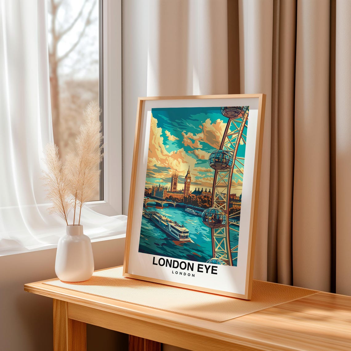 London Eye Print England Poster Travel Wall Art Landmark Print Uk Poster Scenic Art Historic Decor Urban Print Travel Poster - Image 3