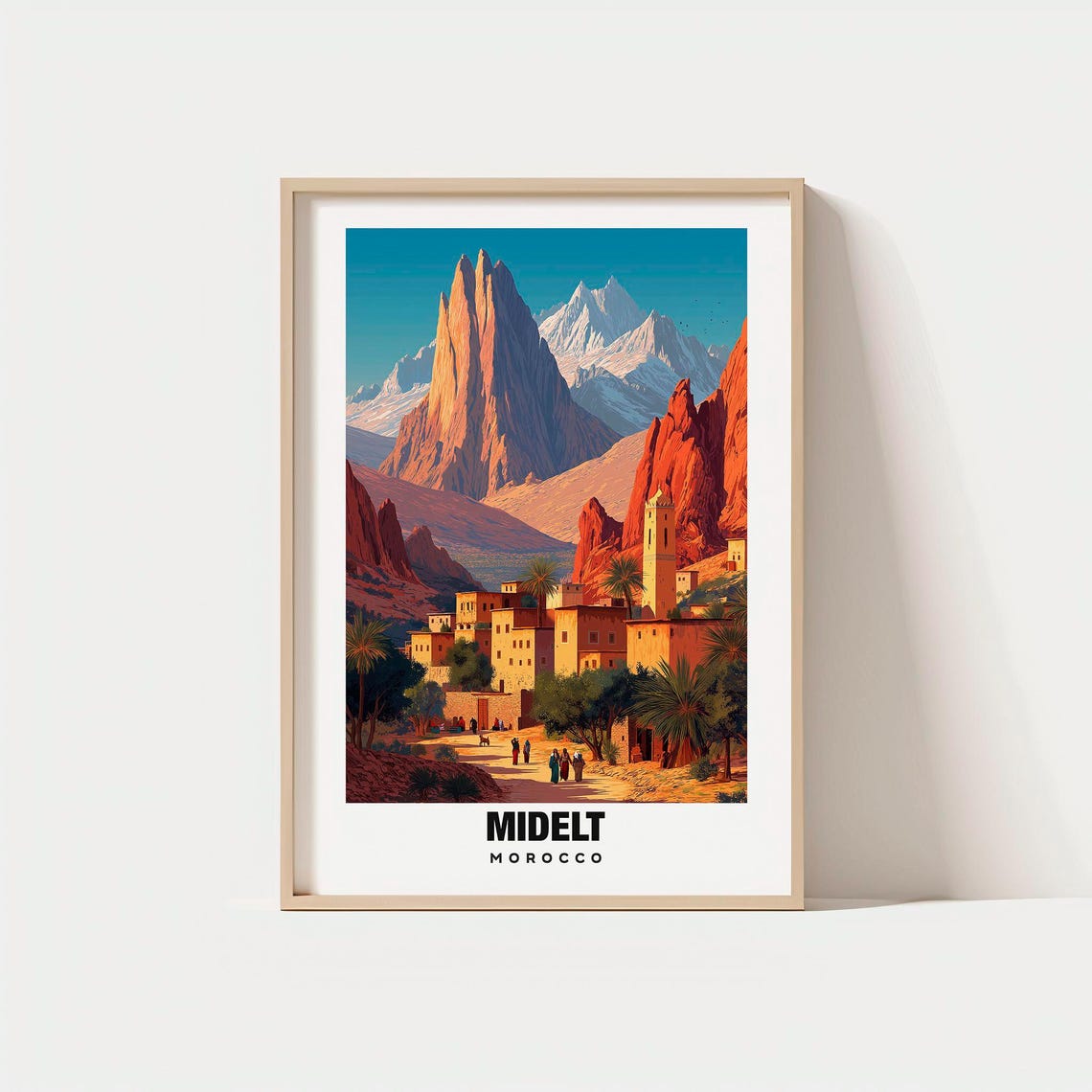 Midelt Morocco Atlas Mountain Kasbah Village Red Rock Peaks Poster