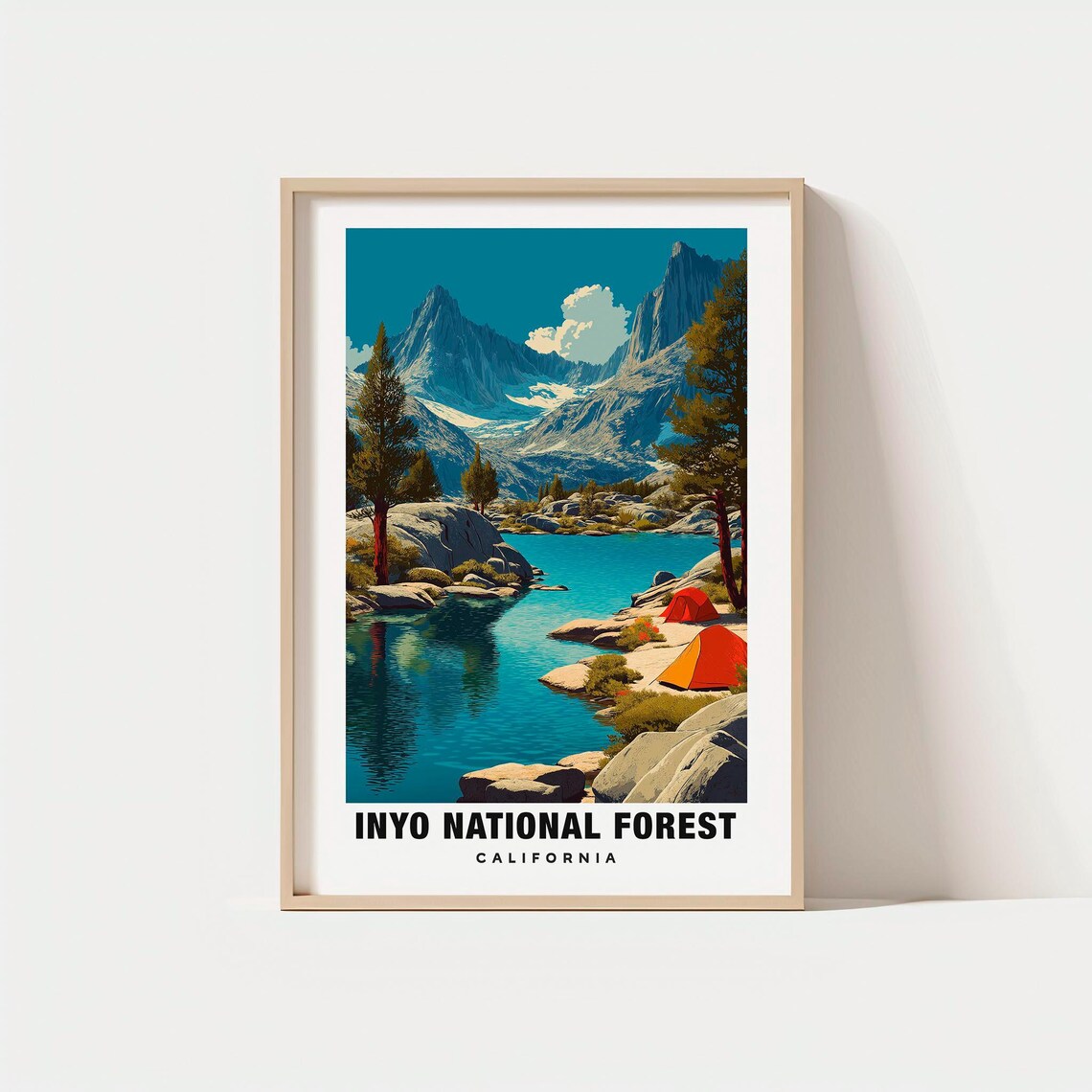 Inyo National Forest California Alpine Lake Camp Vintage Travel Poster