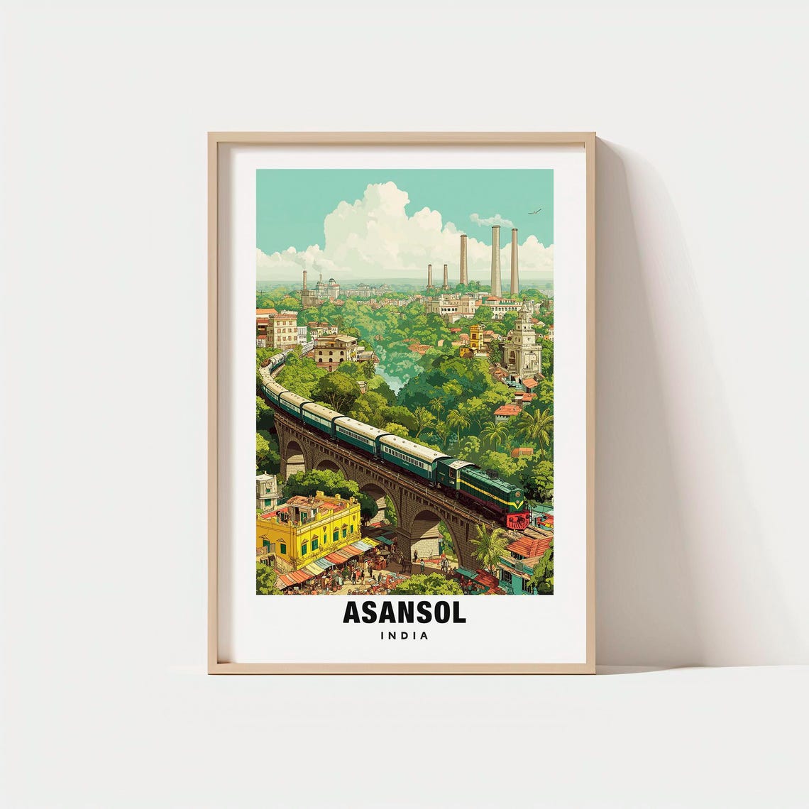 Asansol India Railway Viaduct Train City Industrial View Poster