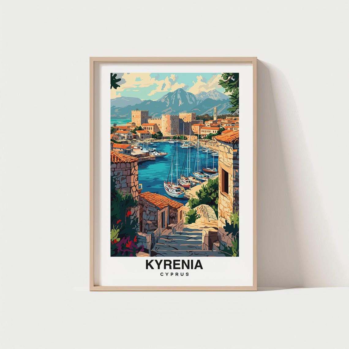 Kyrenia Travel Print Kyrenia Cyprus Travel Gift City Poster Wedding Gift Birthday Present Greek Culture