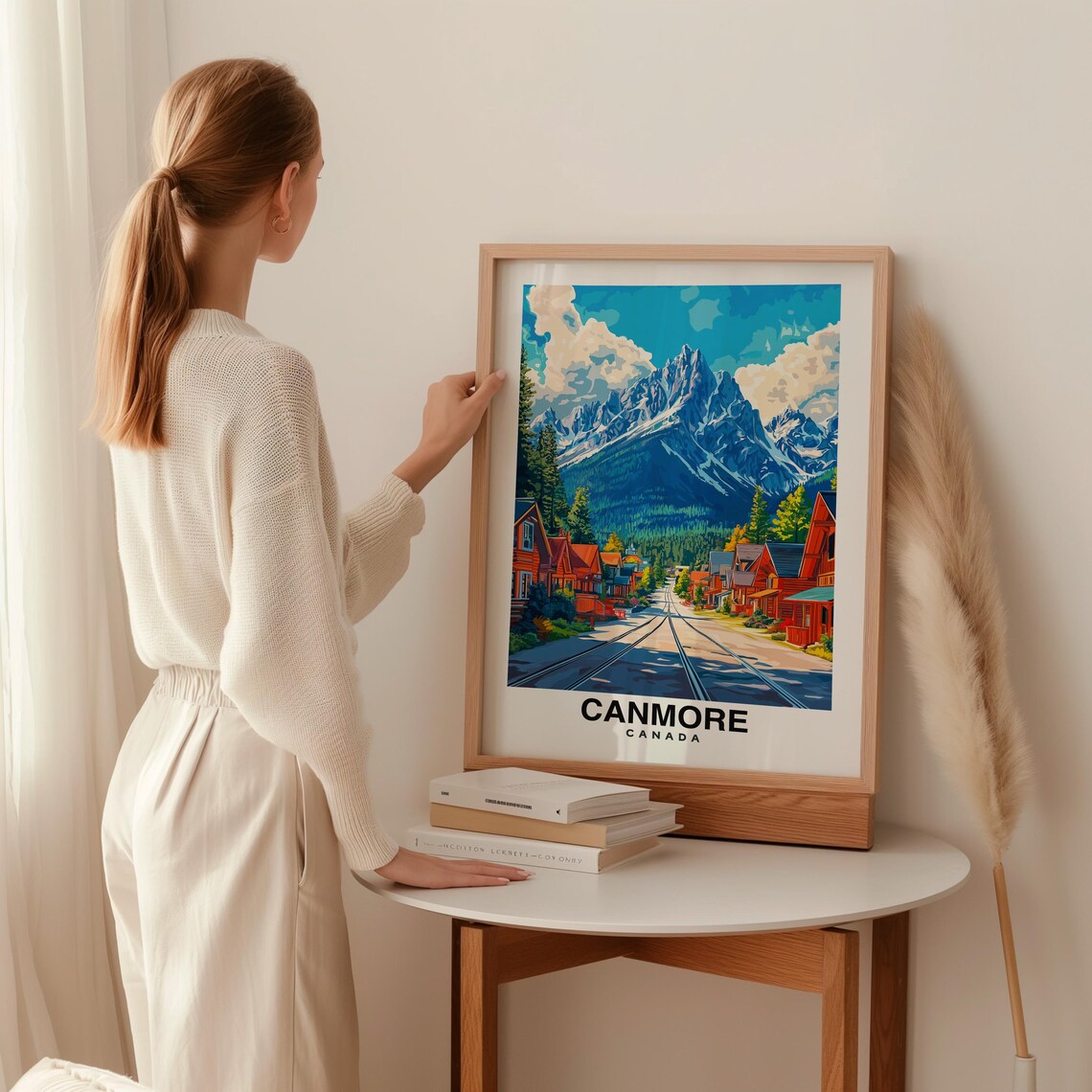 Canmore Print Travel Poster Canadian Art Scenic Mountains Outdoor Adventure Rocky Mountain Views Vibrant Town Nature Beauty Alberta - Image 2
