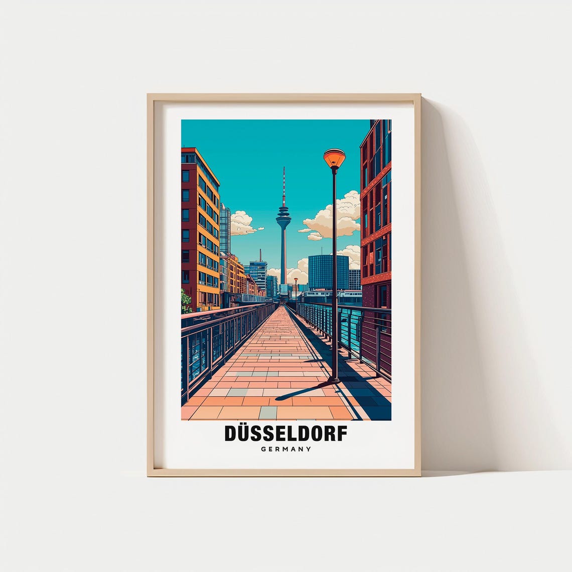Dusseldorf Germany Rhine Promenade Television Tower View Poster