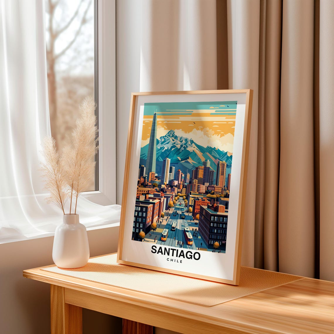 Santiago Print Chile Poster Travel Wall Art Cityscape Print South America Poster Urban Art Scenic Decor Mountain View Travel Poster - Image 3