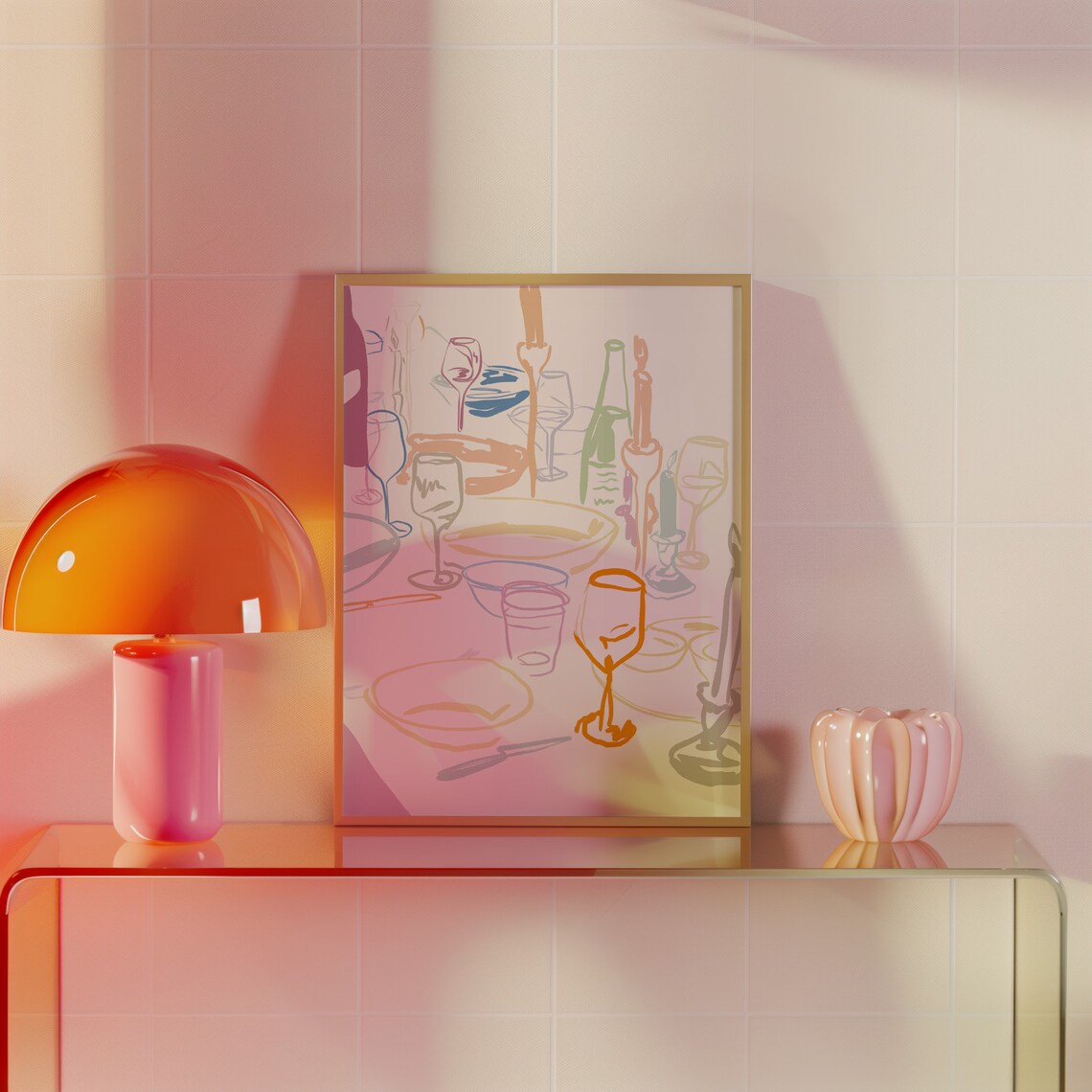 Dinner Party Retro Food and Drinks Poster - Image 3