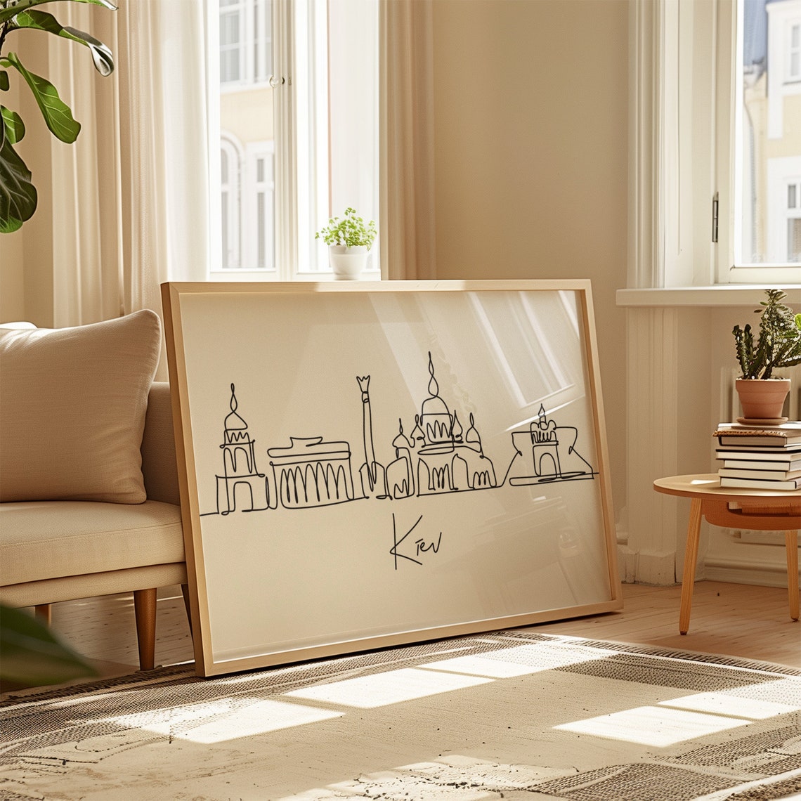 Kiev Skyline Horizontal City Skyline Art Instant Kiev Decor Travel Wall Art Wall Art - Image 2