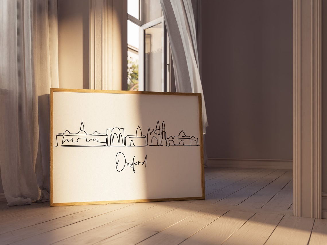 Oxford Skyline Horizontal Wall Art Cities Skyline Instant Oxford Travel Wall Art Wall Art - Image 2