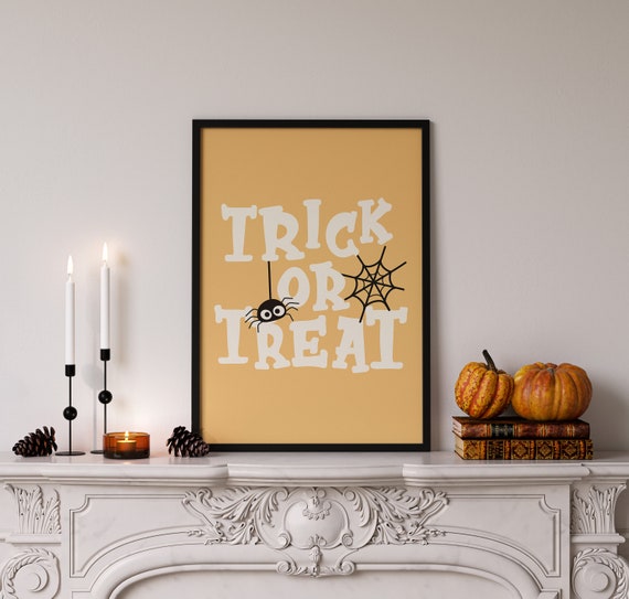 Trick Or Treat Halloween Decor Cute Halloween Print Trick Or Treat Kids Room Halloween Print Trendy Halloween Wall Art Cute Spooky Decor