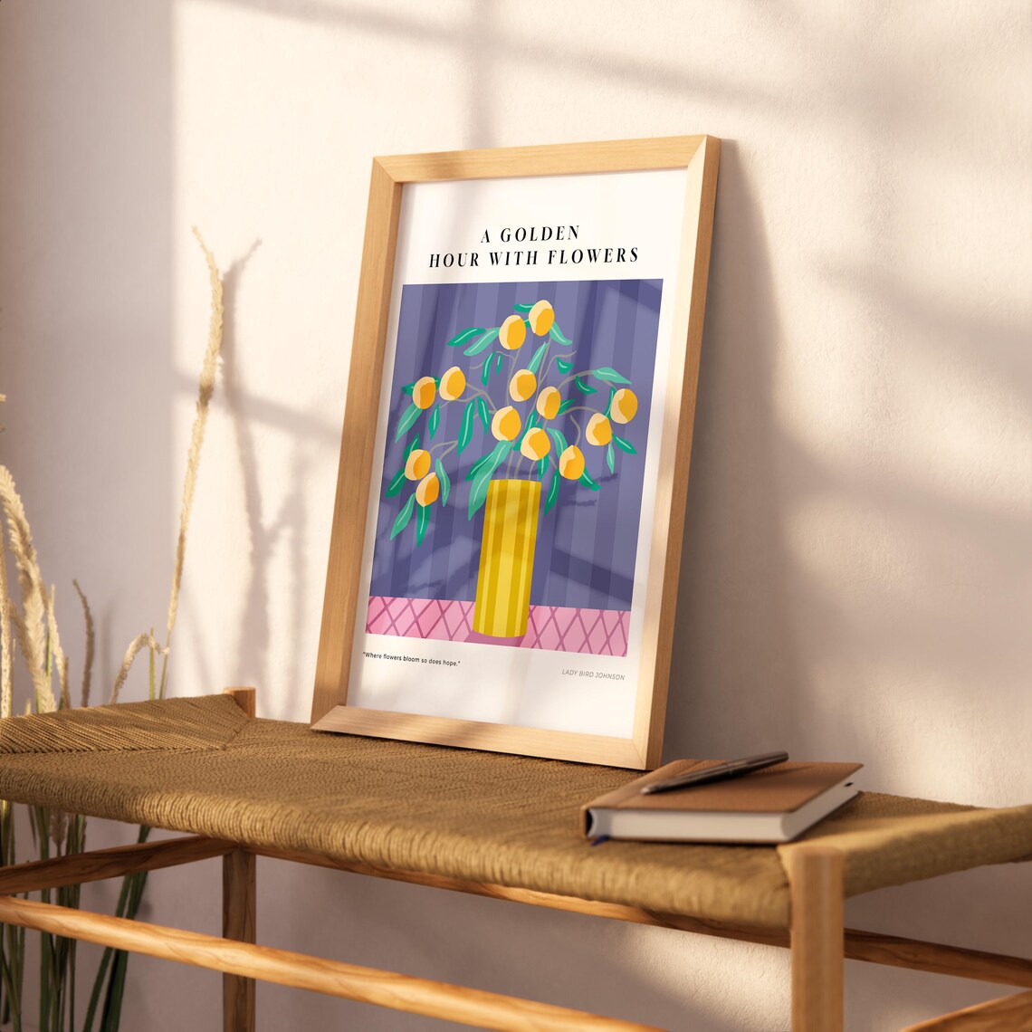 Golden Floral Vase, Boho Botanical Quote Poster - Image 2