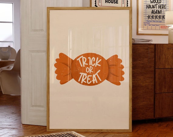 Trick Or Treat Candy Print Poster Trendy Wall Art Funky Home Decor Cute Halloween