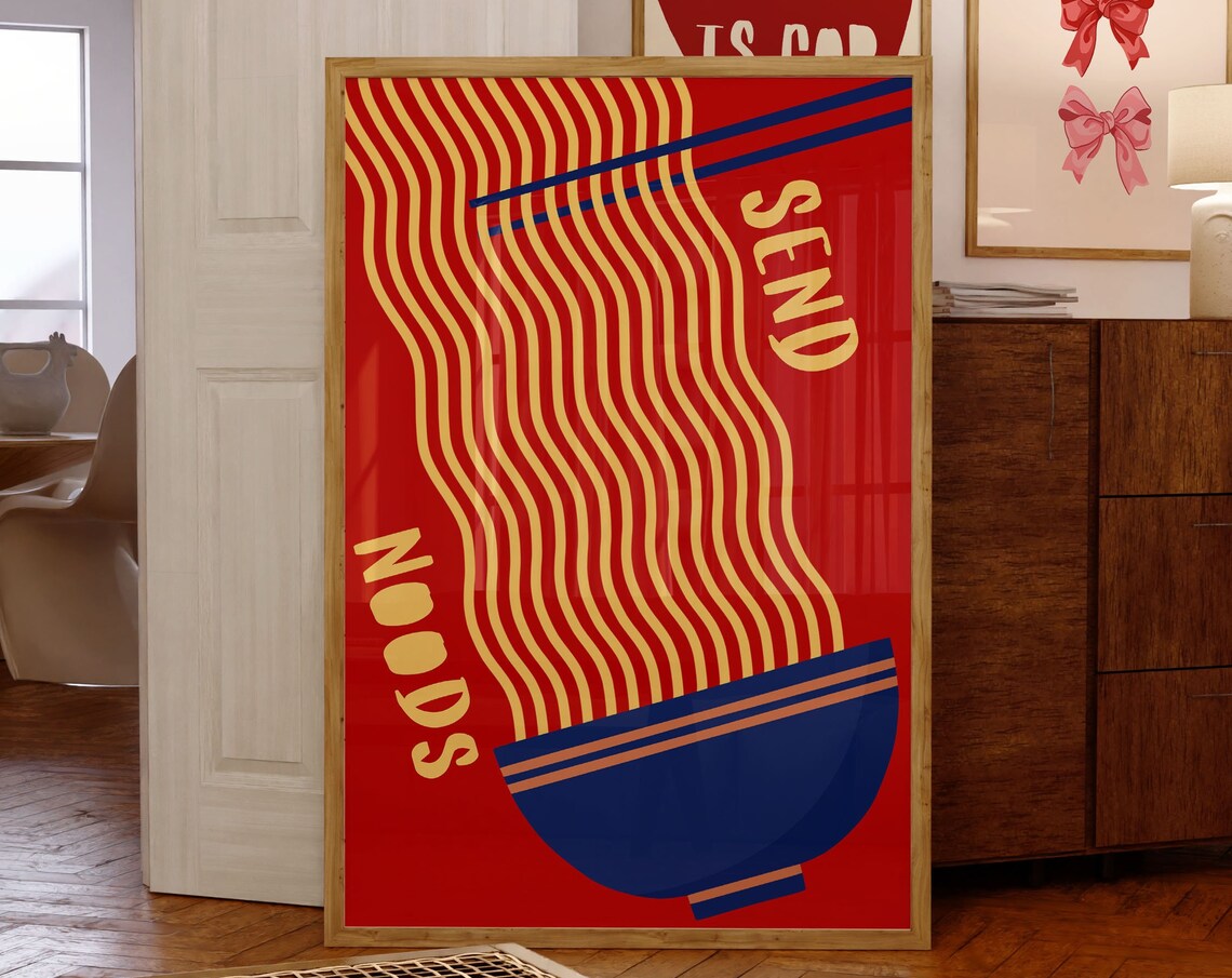Send Noods Noodles Art Print, Minimalist Kitchen - Image 3
