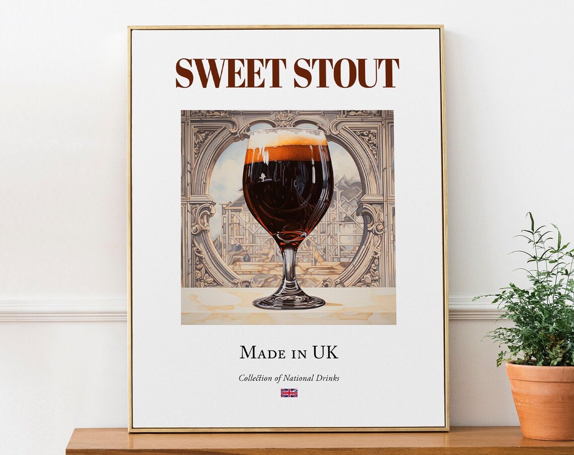 Sweet Stout On Maiolica Tile, Traditional English Drink Print