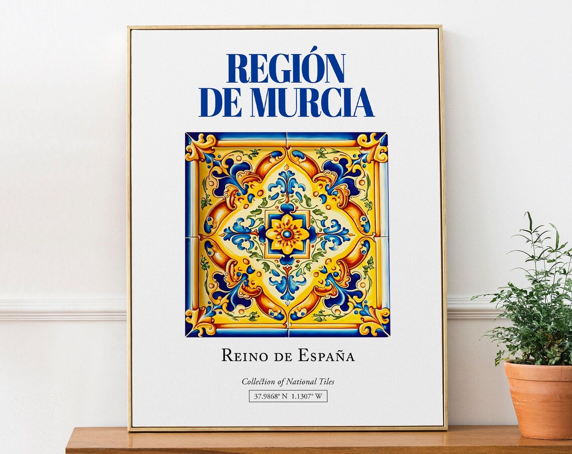 Regin De Murcia Spain Folk Tile Travel Poster