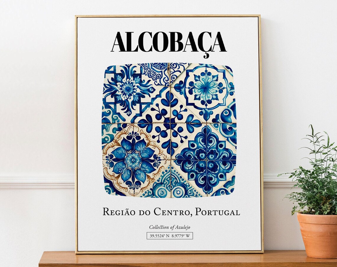 Alcobaa Regio Do Centro Portugal Tile Pattern Travel Poster