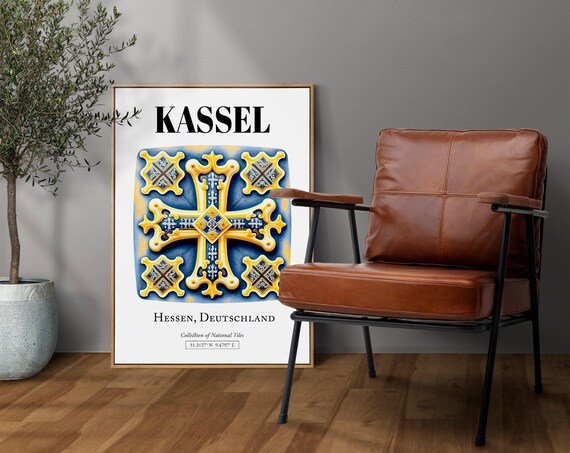 Kassel Hessen Germany Traditional Tile Pattern Travel Poster