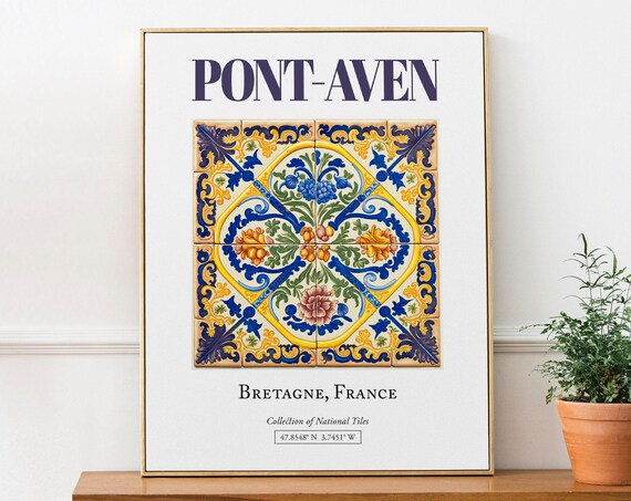 Pont-Aven Bretagne France Folk Tile Travel Poster