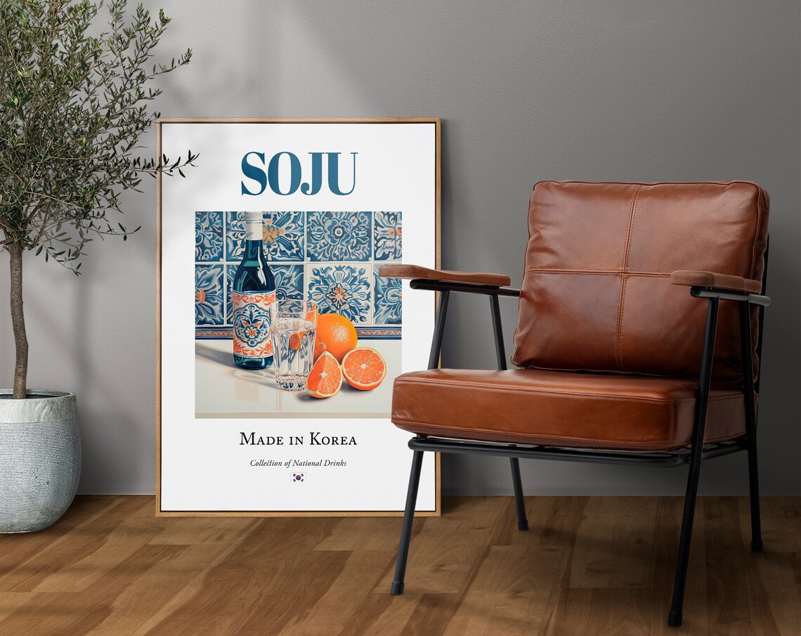 Soju On Maiolica Tile, Kitchen And Bar Art Print - Image 4