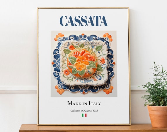 Cassata on Maiolica Tile Plate, Italian Food Poster Print
