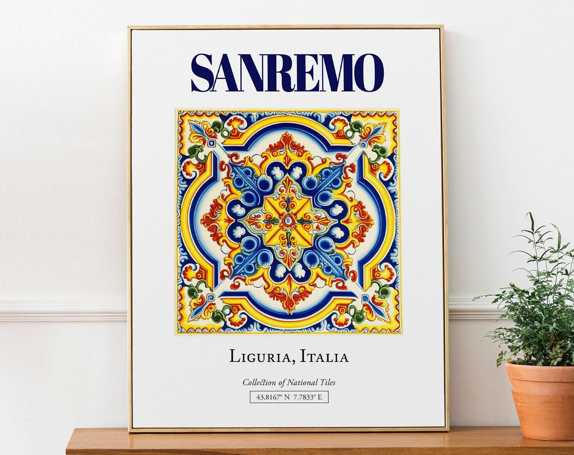 Sanremo Liguria Italy Traditional Maiolica Tile Poster