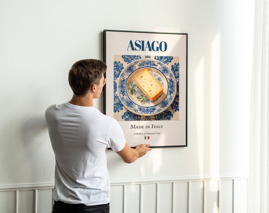 Asiago on Maiolica Tile Plate, Italian Food Art Print - Image 3