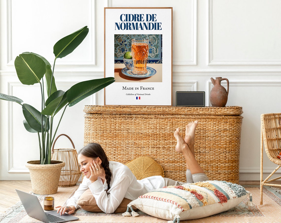 Cidre De Normandie on Maiolica Tile, French Beverage Art Print - Image 2