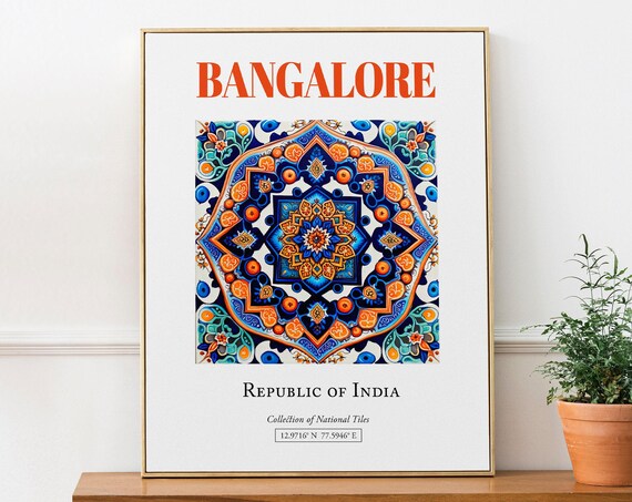 Bangalore India Traditional Tile Poster Print